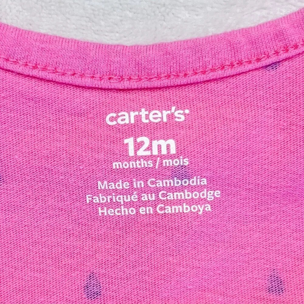Carter's Baby Girls Bodysuit | Skirted | 12 Months | Watermelon | Pink | Cute